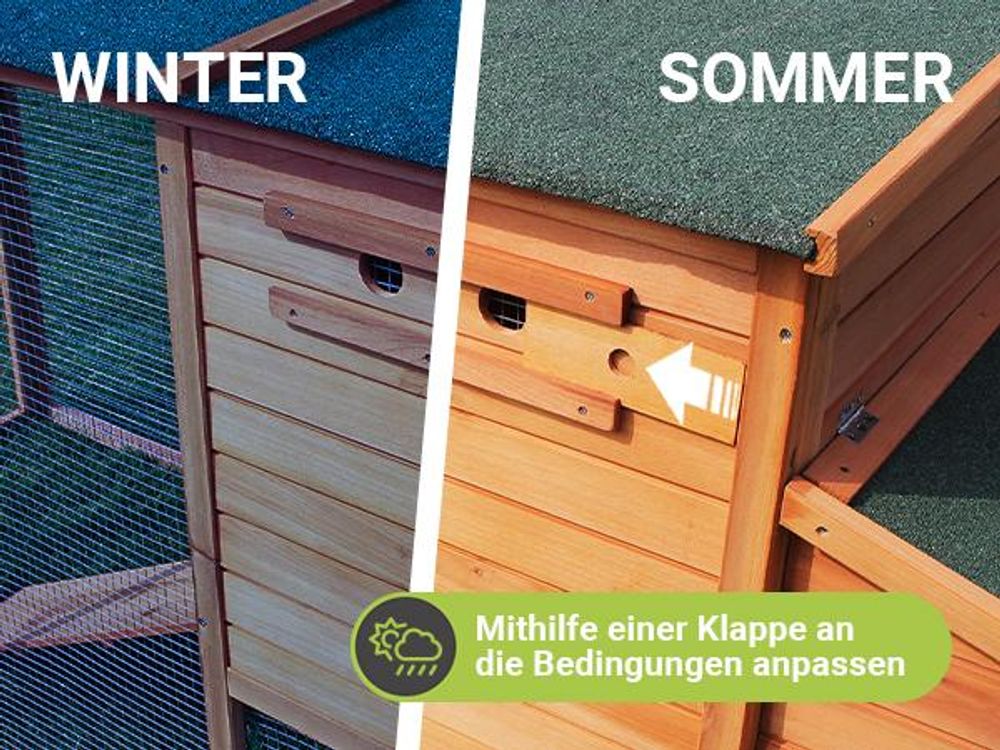 MyAnimal Hühnerstall MH-04 | Für 3-4 Hühner - Hühnerhaus - Nistkasten - Eiablage - Freilaufgehege - Wasserabweisendes Dach - Kleintierstall (Braun)