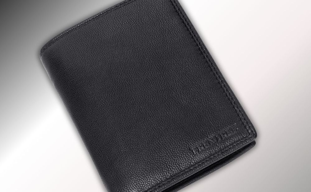 Frentree® Herren Leder Geldbörse mit RFID Schutz, 11 Kartenfächer, Hochformat Portemonnaie, Schwarz