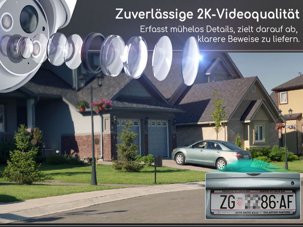 COOAU 2MP PTZ 2,4GHz WLAN IP-Überwachungskamera Aussen mit PIR-Sensor,Alarm und App -Benachrichtigung, Vollfarb-Nachtsicht, Ereignisprotokollierung