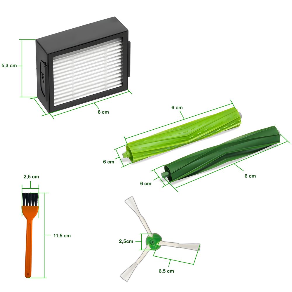 Ersatzteile Set kompatibel mit iRobot Roomba e/i Serie, 4x Filter 4x Seitenbürste 2x Bürste -Staubsauger Zubehör für Modelle e5 i7 i7+, Ersatz Retoo
