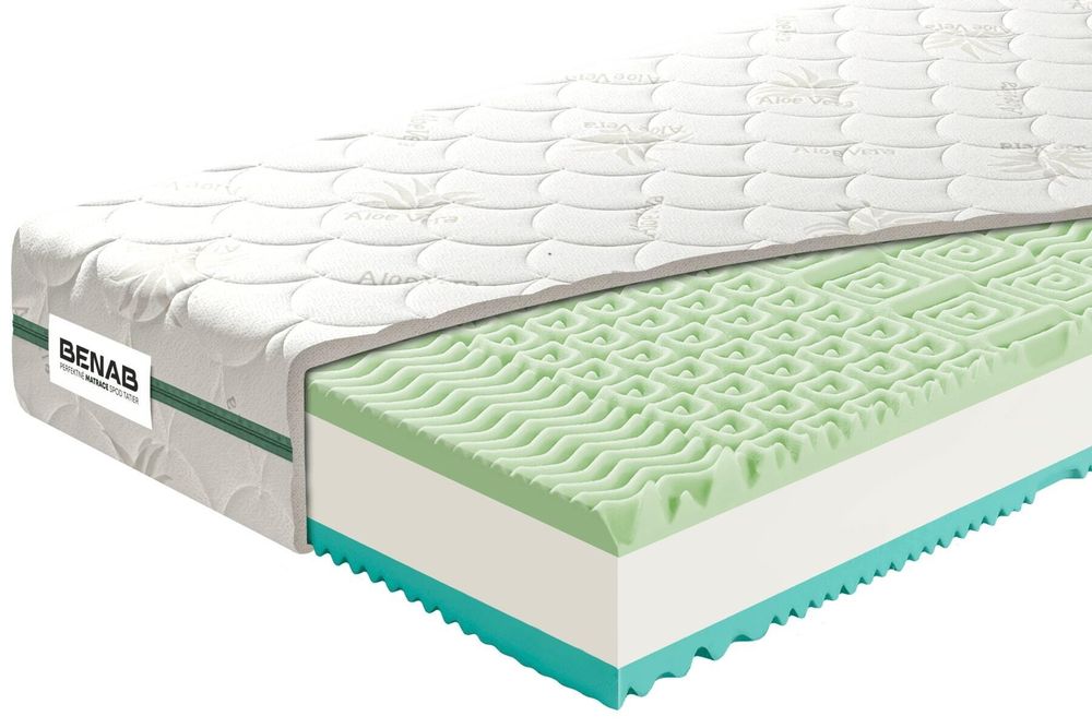 Matrac z pamäťovej peny Benab Zero Visco 18 Matrac 140 x 200 cm H3 / H4 tvrdosť 18 cm výška Matrace z pamäťovej peny, Aloe Vera, Visco, PUR, 7 zón, Nopy