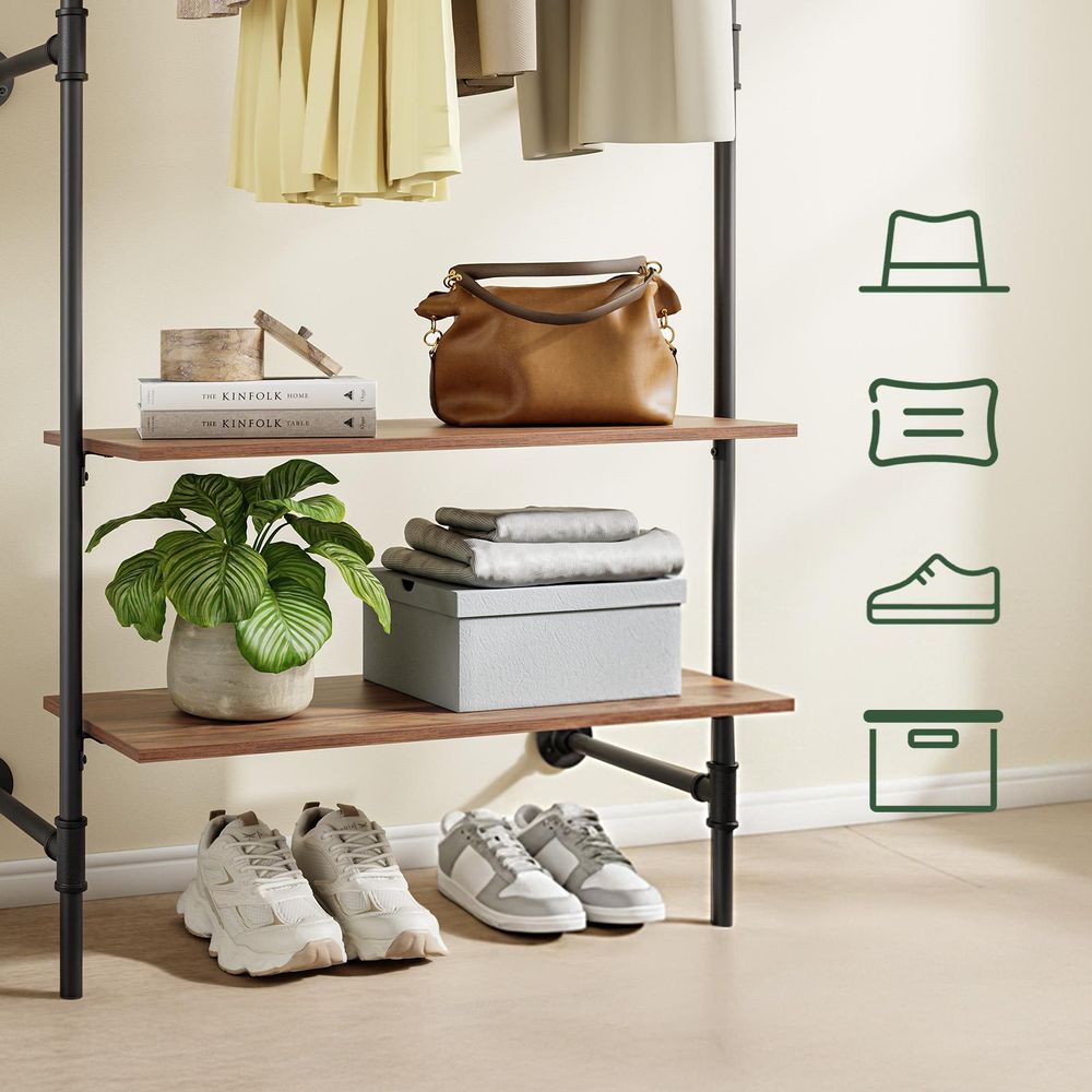 SoBuy Wandgarderobe Industriestil mit Ablageflächen Schwarz Industriell KLS20-SCH
