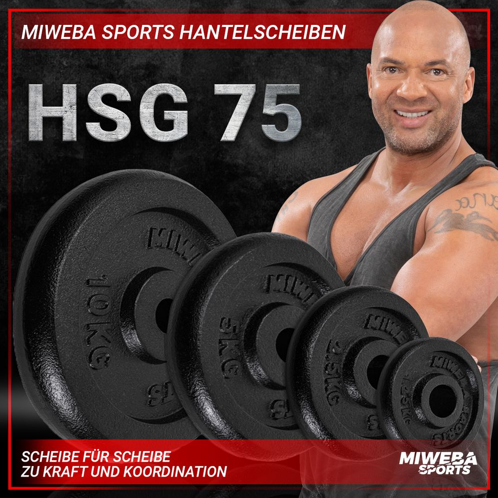 Miweba Sports Hantelscheiben Set | Gusseisen - Hantelgewichte - Gewichtsscheiben - Fitness Scheiben - Gewichte für Hantel - Ø30mm - Schwarz - 4x5 kg