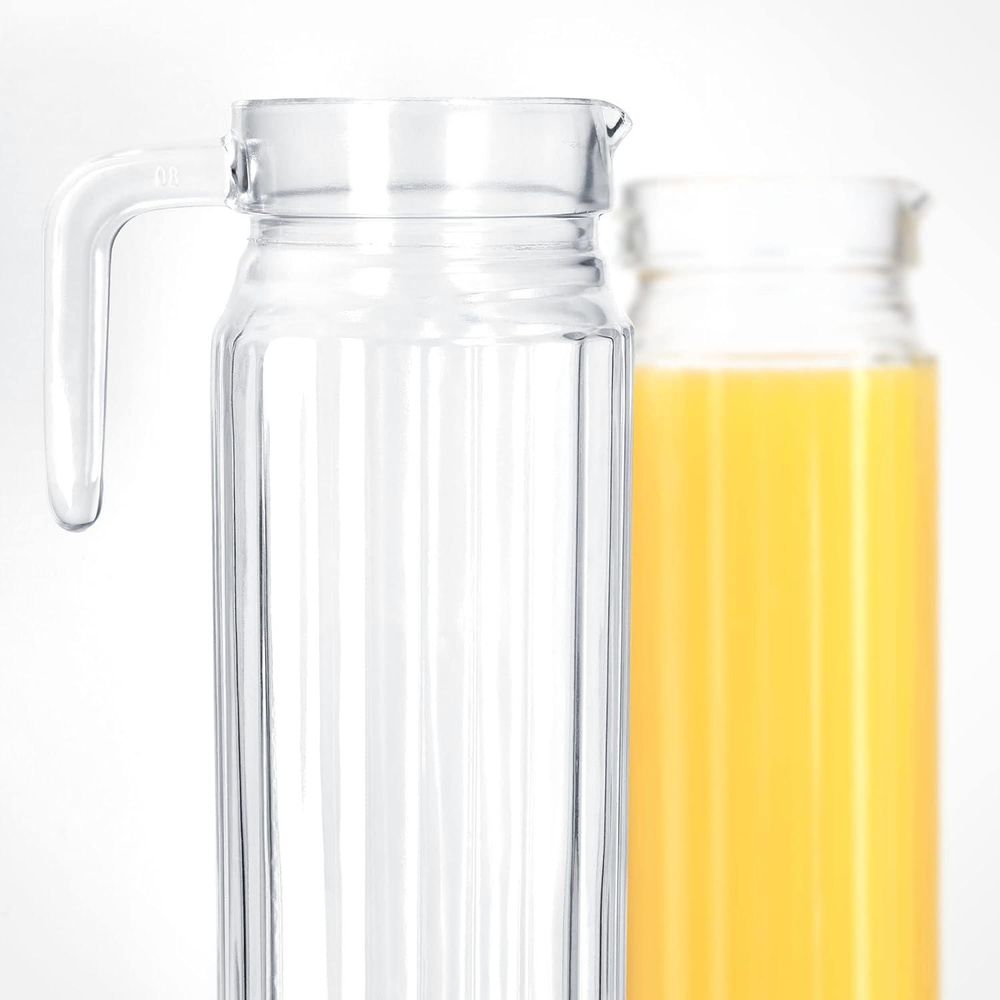 KADAX pichet, pot en verre, pot à eau avec bec verseur et poignée maniable, transparent, 1.1L, 1 pièce