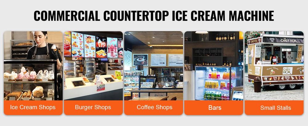 VEVOR Kommerzielle Eiscreme-Maschine, 10 L/h Leistung, 900 W, Softeismaschine für eine Geschmacksrichtung, auf der Arbeitsplatte, mit 4 L Trichter, 1,6 L Zylinder, LCD-Bildschirm, Vorkühlung