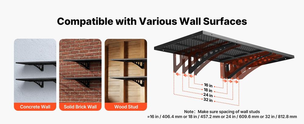 VEVOR 2-stufige Schwerlast-Wandregale für die Garage, 50 x 122 cm Stahl Wandmontierte Regaleinheit, 500 x 1219 mm pro Regal Schwimmendes Lagerregal aus Metall für die Garage mit 254 kg Gesamttragfähigkeit, Schwarz, 20x48 Zoll