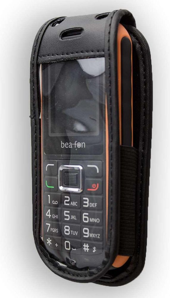 caseroxx Ledertasche mit Gürtelclip kompatibel mit Bea-fon AL550 aus Echtleder, Tasche mit Gürtelclip und Sichtfenster