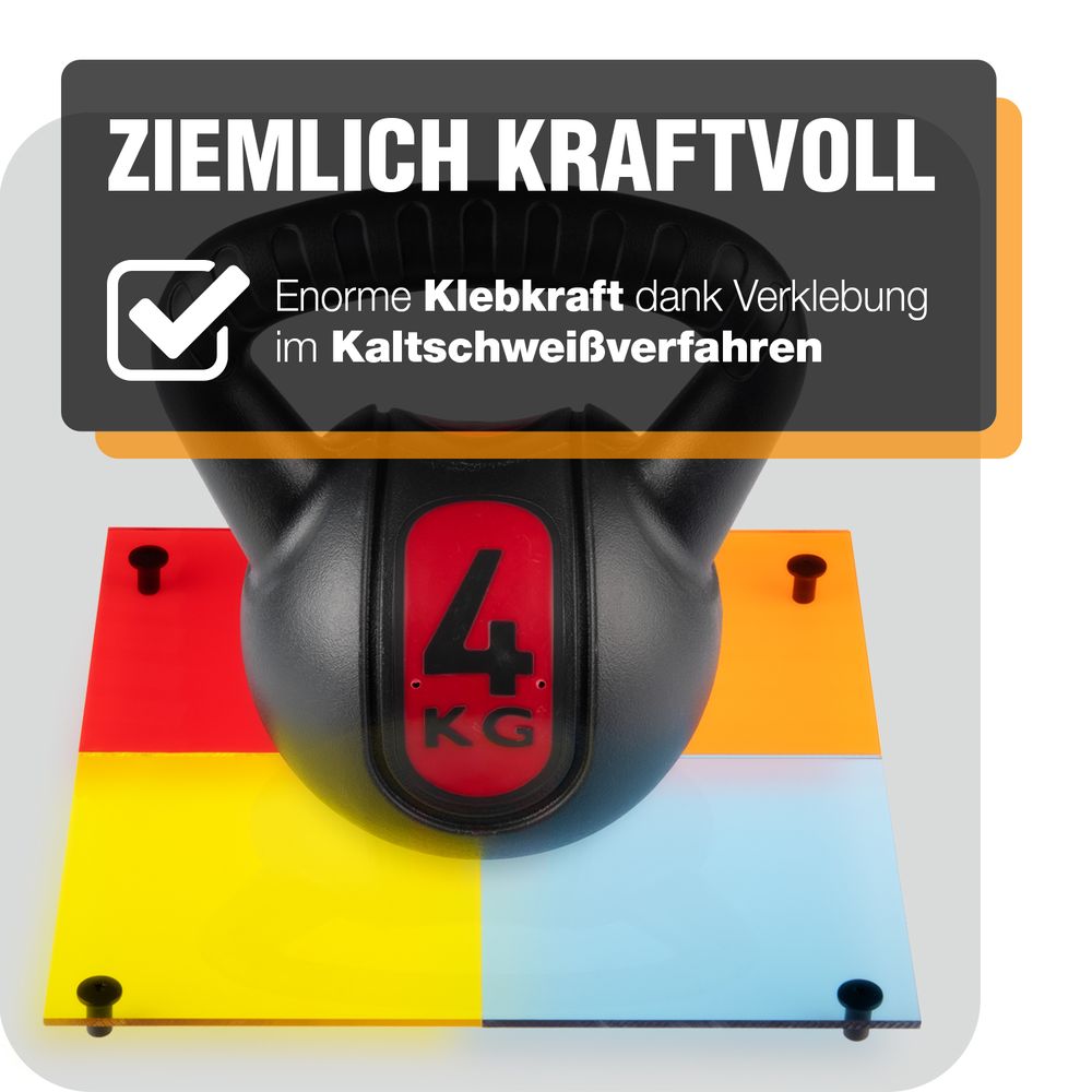 Durch das Kaltschweiß-Verfahren verfügt der Acrylglas-Kleber PMMAprofi über eine enorme Klebkraft