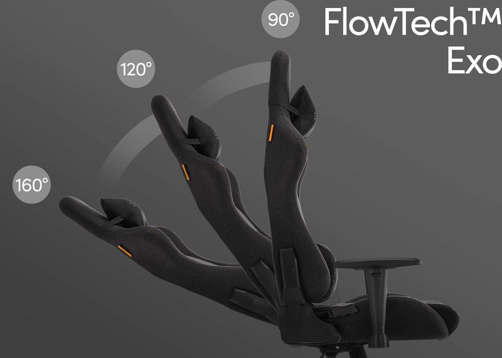 SENSE7 Spellcaster SENSHI Krzesło gamingowe z tapicerką materiałową, czarne – ergonomiczne krzesło biurowe, krzesło do biurka, krzesło dla graczy, nośność 150 kg, podłokietniki 2D, fotel kierowniczy