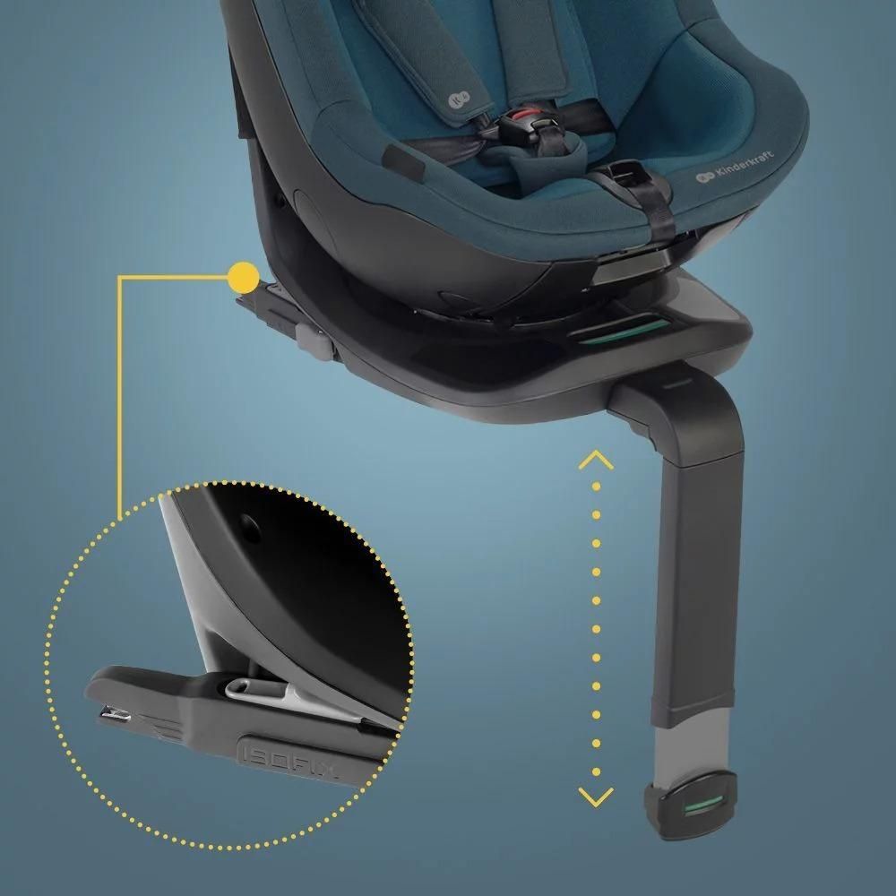 Kinderkraft I-GUARD i-Size - Autositz 40-105 cm - R129 Norm - 360° - H-GUARD SYSTEM - ISOFIX - Belüftete Schale - Verstellbare Kopfstütze - Grau