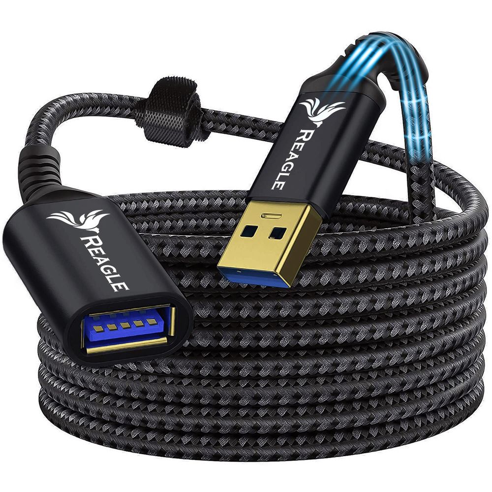 USB A auf USB A Verlängerung 1m 5Gbps Datenkabel SuperSpeed USB 3.2 Gen 1 für PC Laptop Gaming Zubehör Drucker Festplatte Nylongeflecht Reagle