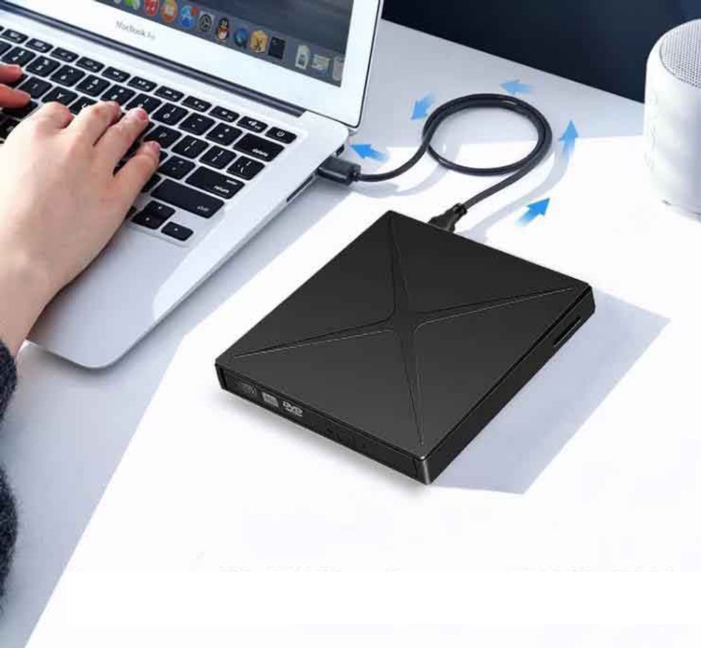 Tragbares Laufwerk - Externes DVD CD RW - USB-C Hub - USB 3.0 - 4-in-1 - SD Leser