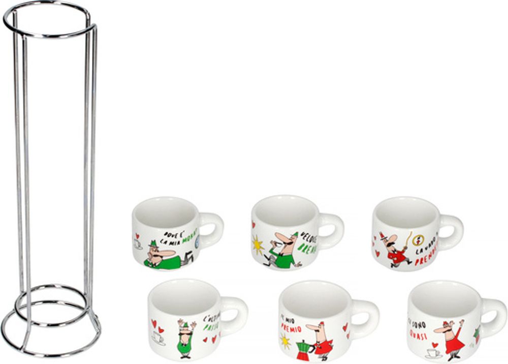Bialetti L'Omino Italiano, Set, Mehrfarbig, Keramik, Espresso, 6 Stück(e), Box