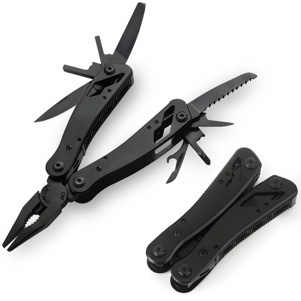 Multitool 11 in 1 Multifunktionswerkzeug 10,5 cm Zange Säge Messer Kartonöffner Feile Drahtschneider Flaschen und Dosenöffner Schraubendreher Retoo