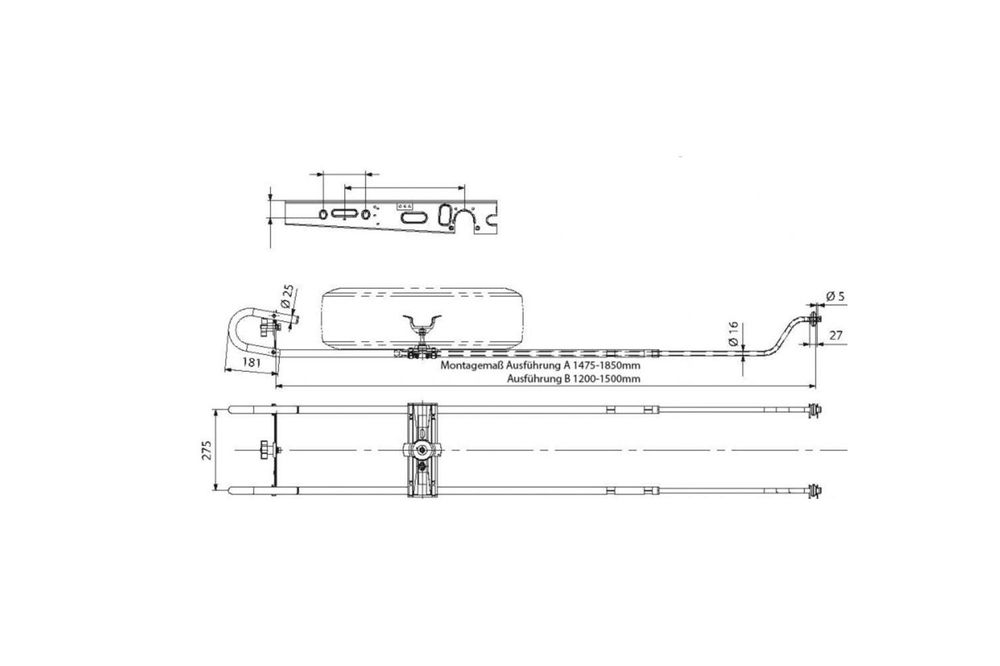 KNOTT Reserveradhalterung für Wohnwagen 1200-1500mm Ersatzradhalter