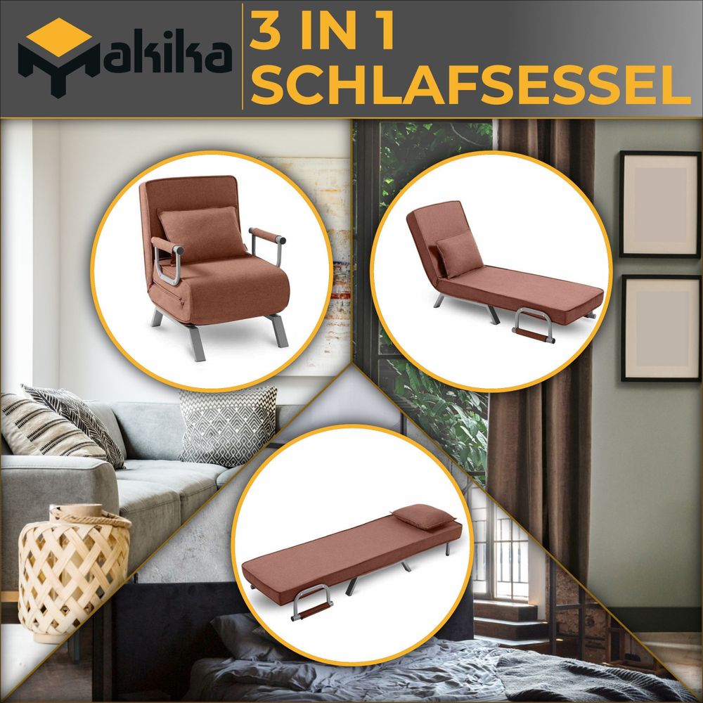 Makika Schlafsessel Schlafsofa Ted klappbar in Braun