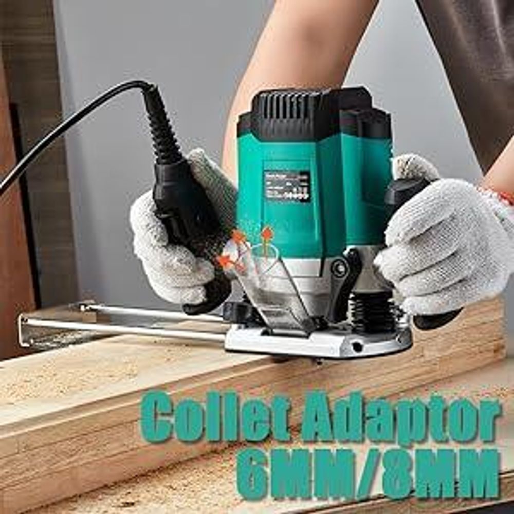 Défonceuse Verticale Electrique 1200 W 16000-30000 RPM STANEW, Profession Fresatrice Verticale avec Set de 12 fraises,6 Vitesses
