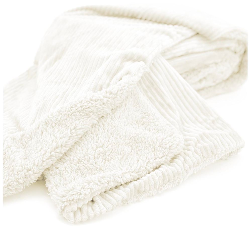 heimtexland ® super dicke Cord Kuscheldecke mit flauschigem Sherpa Fell Wohndecke 200x150 Decke Typ767 Bordeaux