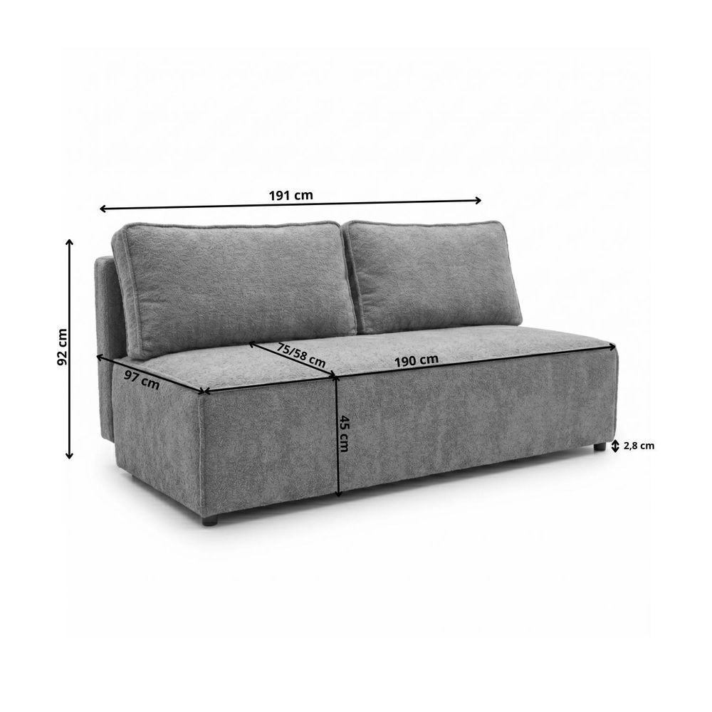 Schlafsofa FORANO 3-Sitzer mit Bettkasten, Sofa Couch mit Schlaffunktion, Gästezimmer und Jugendzimmer, weicher Plüschstoff, Cordstoff Dunkelgrau