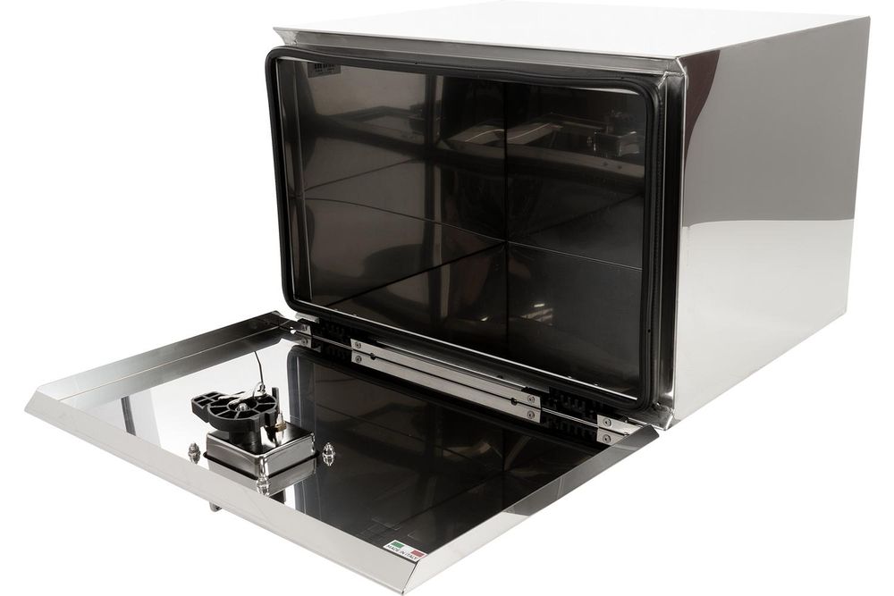 DAKEN ZEN Z13 Nerezový úložný box, leštěný, 600 × 400 × 500 mm, 108 l, box na nářadí, pro přívěsy nákladních vozidel, podlahový box