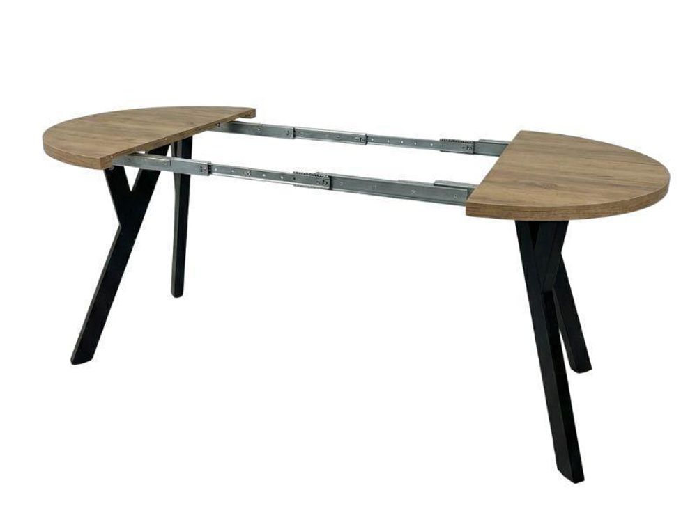 Runder Ausziehbarer Tisch für Esszimmer, PERO, Loft-Stil, Skandinavische, Durchmesser: 90 / 190 cm, Farbe: Eiche Craft Golden
