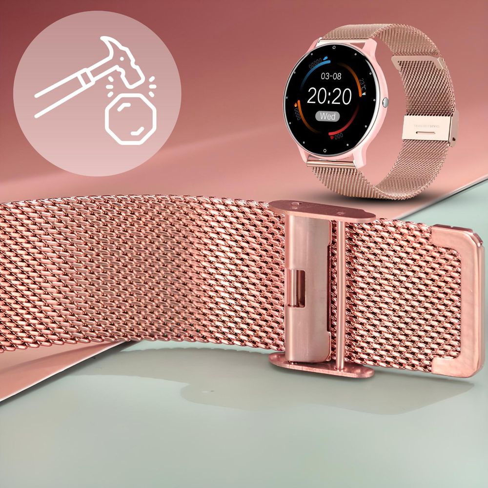 Smartwatch Smart Watch 45mm DT-88 Armbanduhr mit Touchscreen Sport Band Fitness Armband Black Watch Geschenk Call Android iOS Herren Damen Rosa Retoo