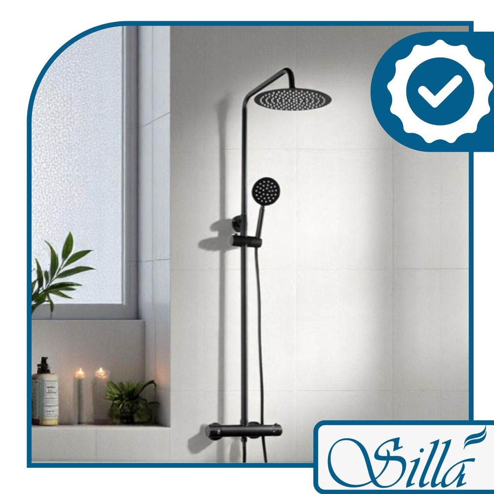 Duschset, Dusch, Dusche, Bad, Regendusche, Handbrause, Schwarz, Silla, Anti kalk