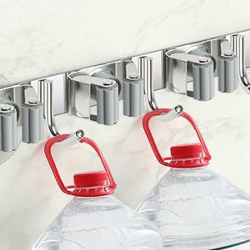 Besenhalterung Wand, Gerätehalter Wandhalterung, Gerätehalter, Edelstahl Besenhalter, 5 Schlitze Und 4 Haken, für Badezimmer Küche Garage