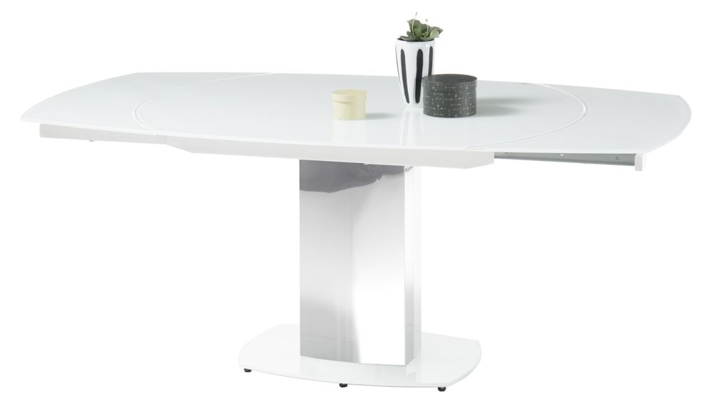 Esstisch "Jackson" – moderner Säulen-Esstisch mit Drehauszug und Sicherheitsglas