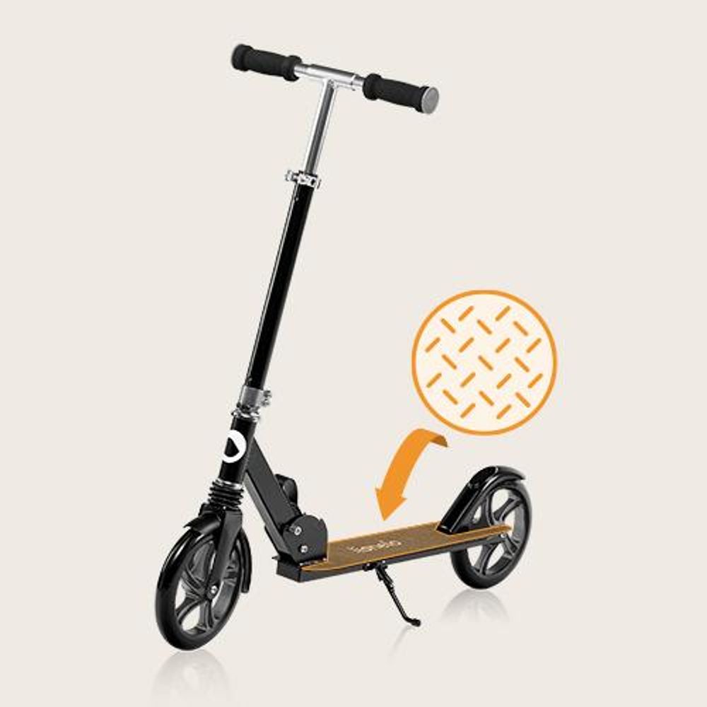 Lionelo Luca Roller Kinder Tretroller bis 100kg Räder 200mm Bremse zusammenklappbar Schwarz