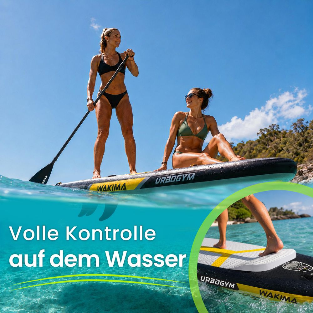 Erhöhtes Kick-Pad am Heck des WAKIMA 350 für kontrollierte Wendungen und Bremsmanöver.