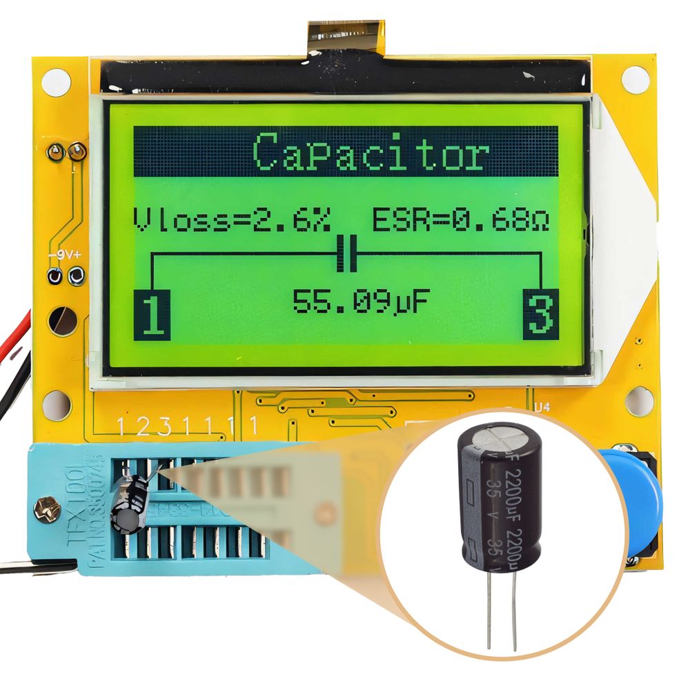 Transistortester Messgerät Transistor-tester NPN mit Display Grafischer Kondensatortester TFT MOS-ESR-Messgerät für Profi Thyristor-Triode Retoo