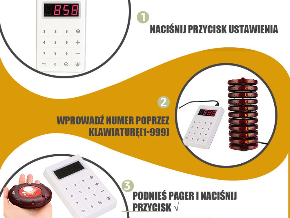System przywoławczy Retekess TD158, 30 pagerów restauracyjnych, zewnętrzny 500M, wyświetlacz LED, 4 tryby wywoływania, gastro pager do food trucka, hotelu, baru