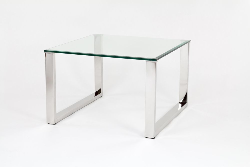freiraum Couchtisch 7/200-00 – Glas-Couchtisch mit klarem Glas und Edelstahl-Gestell