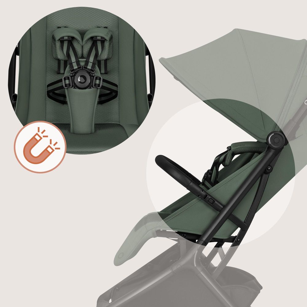 Lionelo Sia Buggy ultraleicht 5,9 kg, kompakt klappbar 18x51x49 cm, Einhand-Faltung, UPF50+, ER-Räder, Dri-Seat, Zubehör-Set - Grün