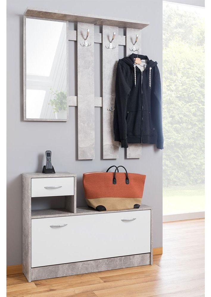 Garderobe "Renton I" – Garderoben-Set mit Kommode, Paneel und Spiegel