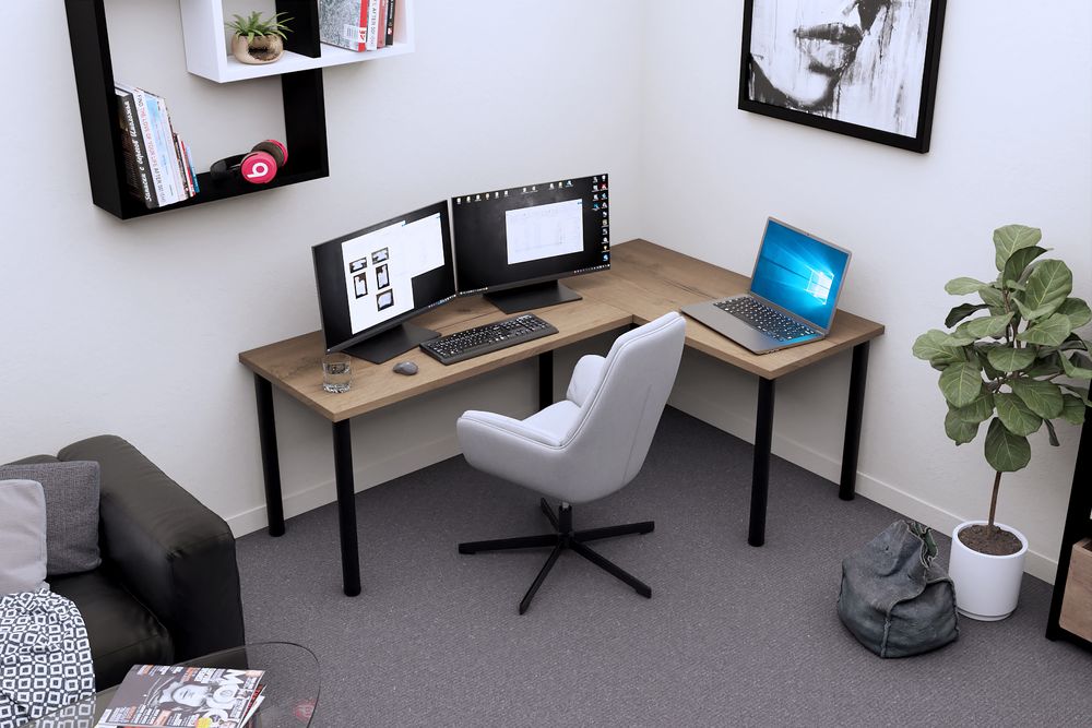 Eckschreibtisch Gaming Schreibtisch Computertisch Gaming Tisch Bürotisch PC Tisch Gold Eiche