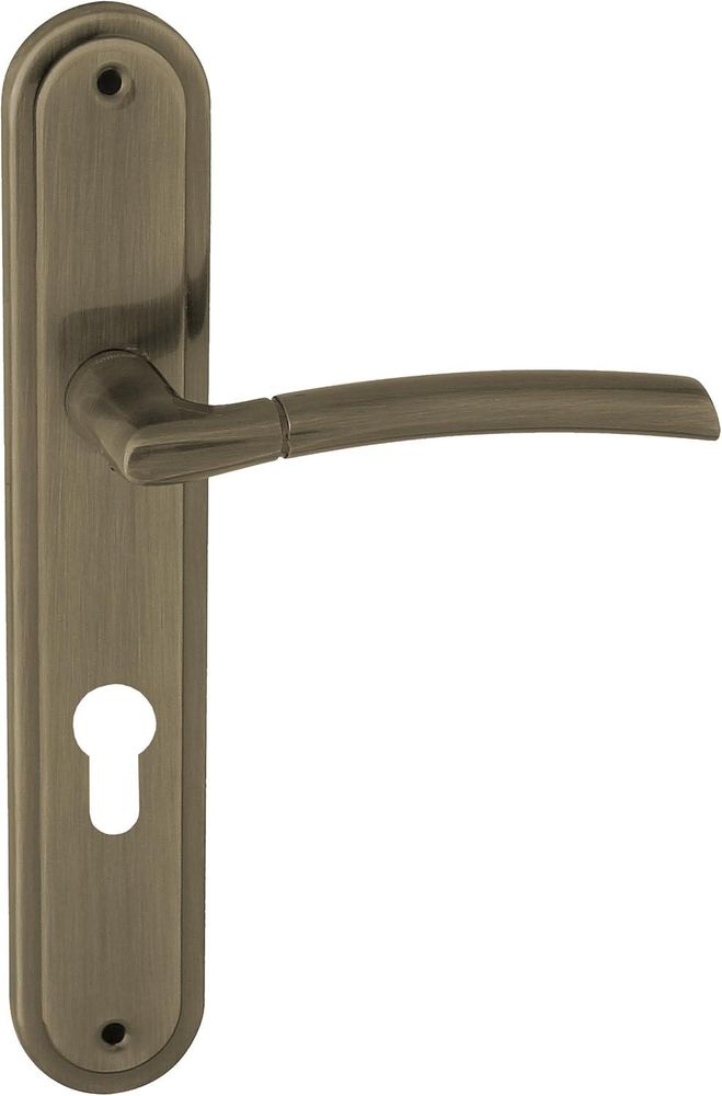 DOMINO Türgriff 72 Drückergarnitur PZ - Profilzylinder Set | Türklinke für Zimmertür, Bürotür, Kellertür & Innentür | L-Form | Türbeschläge aus Aluminiuml | Bronze Türdrückergarnitur | PRESTO M3