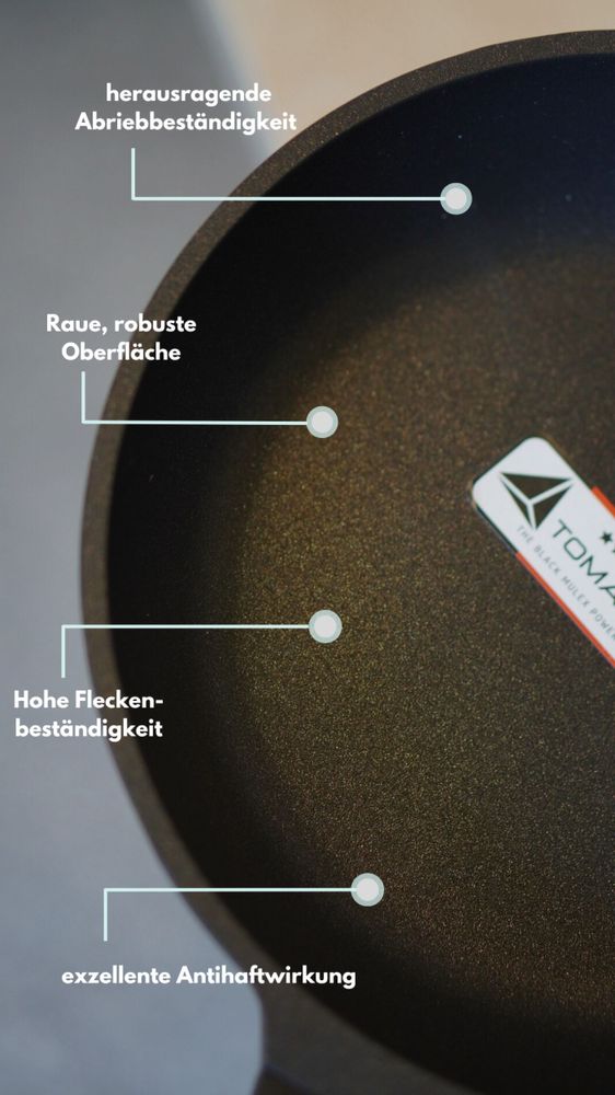 TOMALIN Bratpfanne 26 cm fettarmes und gesundes Kochen, für alle Herdarten geeignet, hochwertige TOMALIN Antihaft-Beschichtung