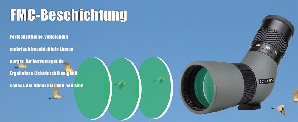Svbony SV410 Spektiv, 9-27x56 ED Spektive, FMC-Objektiv Kompaktes tragbares Gehäuse für die Vogelbeobachtung für Kolibri, Reisen, Landschaft, Camping