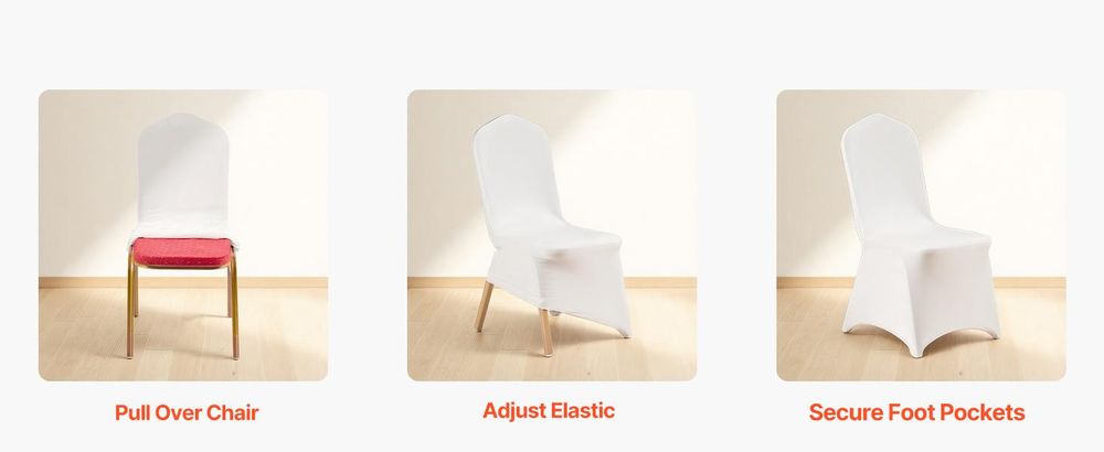 VEVOR Stuhlhussen aus Polyester-Elasthan 105 Stk. Weiß, Abnehmbare & Waschbare & Dehnbare Stuhlüberzüge, Universell Passend für Esszimmer Partys Hochzeiten Bankette, Stuhlhüllen Stuhlbezüge