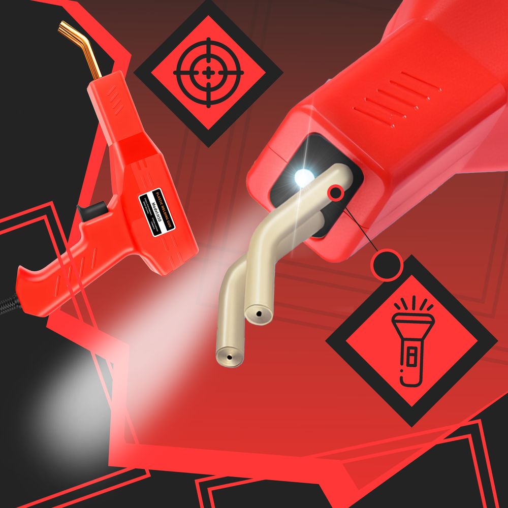 Kunststoff Schweißgerät Auto Schweißen Plastik Reparatur Set | 50W | mit LED Licht | mit 1200 Klammern | Lötkolben für Kunststoffe Heißhefter Retoo