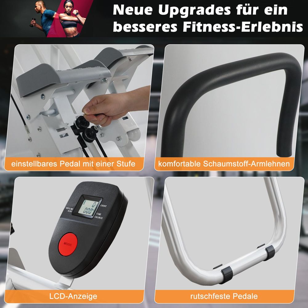 Stepper Stair Stepper für Heimtraining, Klappbare, mit LCD-Bildschirm Echtzeit-Tracking Verstellbares Design platzsparend und stabil Bis 136 kg