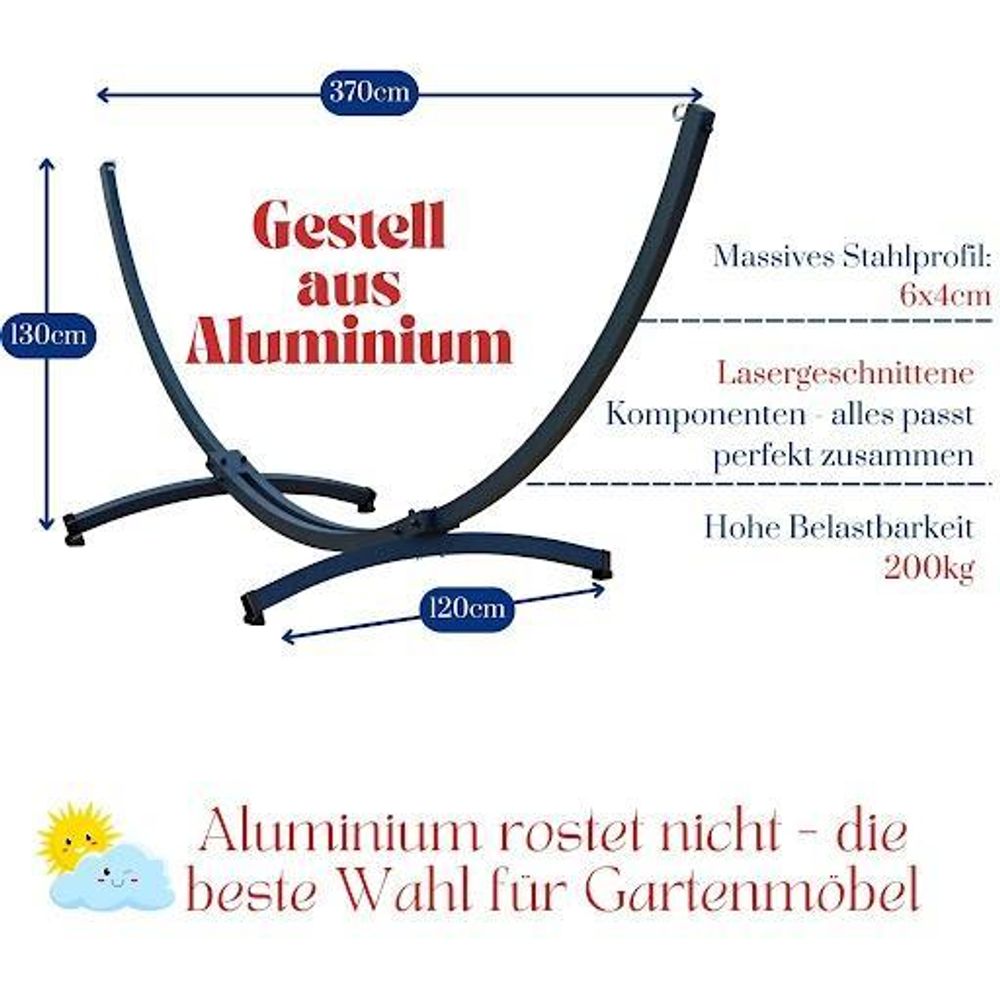 Potenza Outdoor Hängematte mit Prime Gestell für 2 Personen