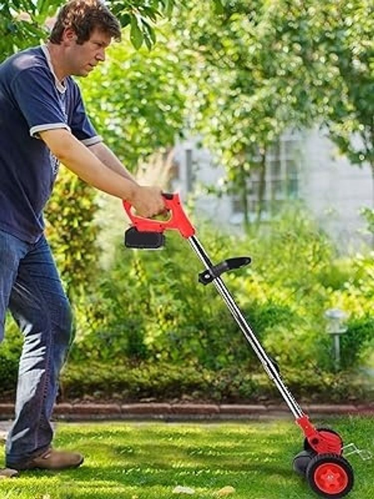 Akku Rasentrimmer 21V mit 2 Akkus, Freischneider Motorsense, Ladegerät, Teleskopstiel für Garten