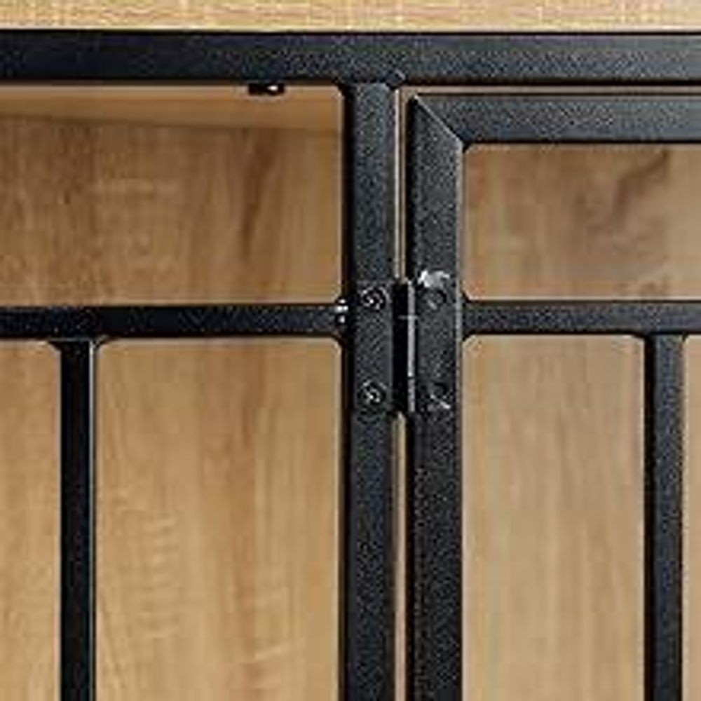 EUGAD Ecke-Hundekäfig mit Tür für Zuhause, Helle Eiche + Schwarz 111x67x60 cm