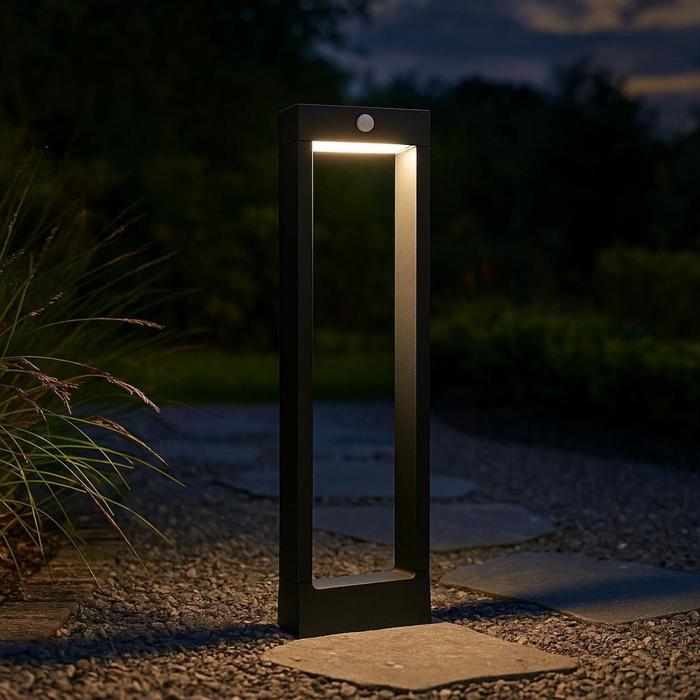MasterLED Außenleuchte Solar 60cm 4000K Neutralweiß IP54 mit Bewegungsmelder Schwarz Wegeleuchte LED Gartenlampe