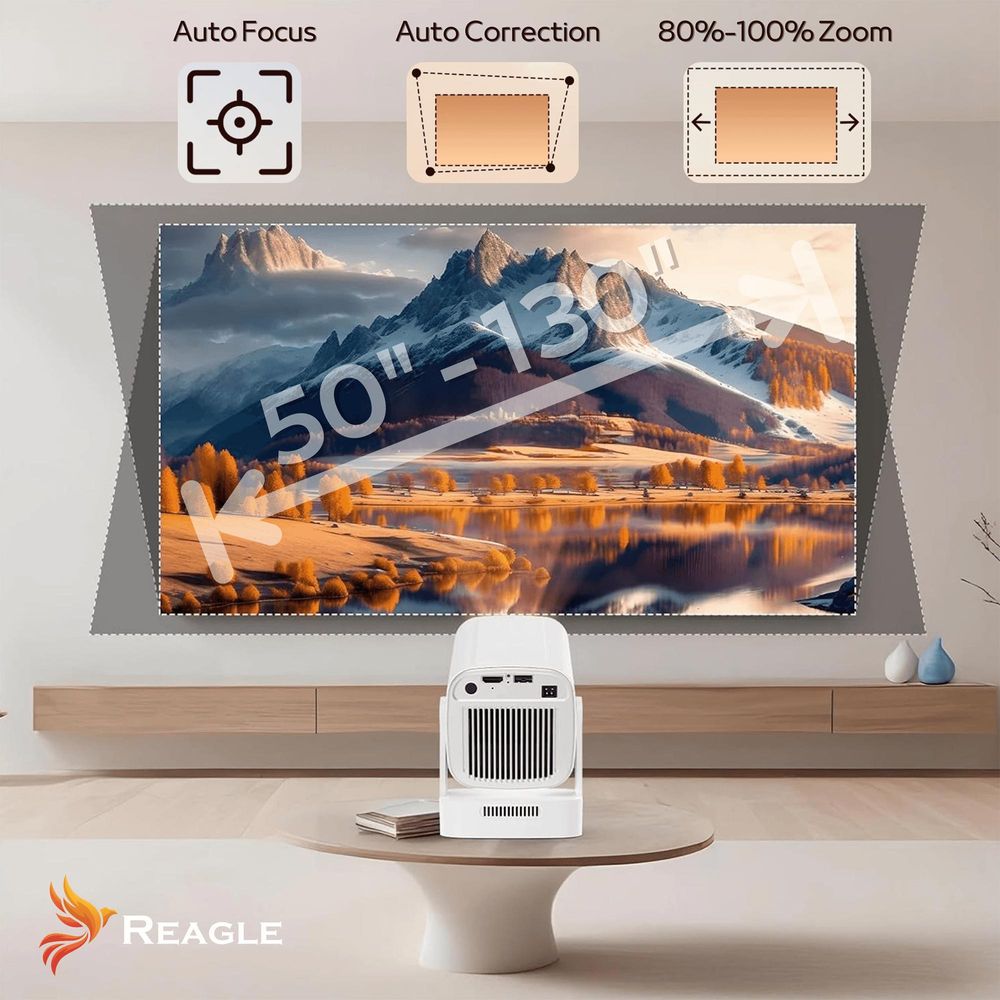 MINI TRAGBARER PROJEKTOR ROTIERENDE LED 4K FULL HD ANDROID 14 SMART WIFI, 180°, Wifi6 Bluetooth