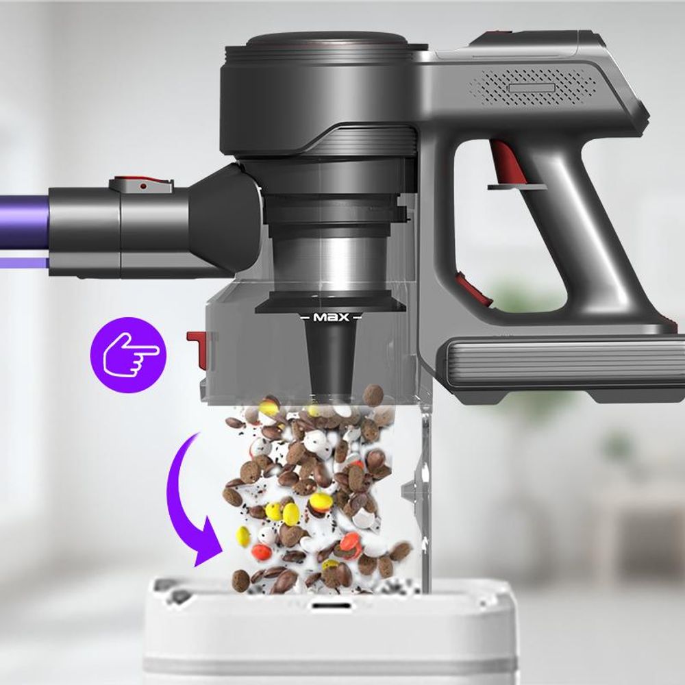 Aiibot Akku Staubsauger, 60000Pa/600W/55Min/1,8L Staubsauger Kabellos mit Display, Anti-Tangle-Bürste,Ultraleise,für Tierhaare/Teppiche/Hartböden/Auto