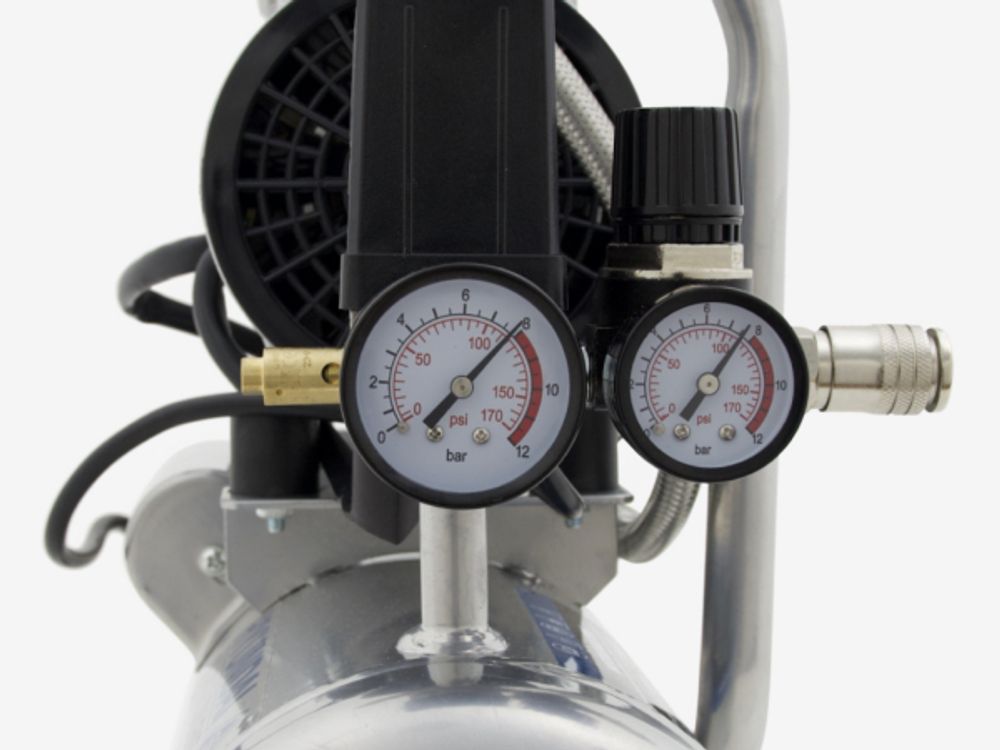 HYUNDAI Silent Kompressor SAC55751 (8 bar, 6L, tragbar, ÖLFREI, 59 dB, 550 W / 0.75 PS)